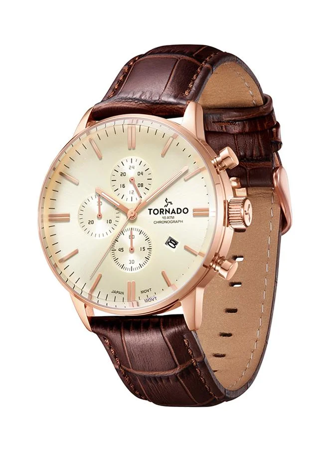 TORNADO Tornado CELESTIA ELITE T6102-RLDI Men's Chronograph Display Watch & Leather Strap Brown