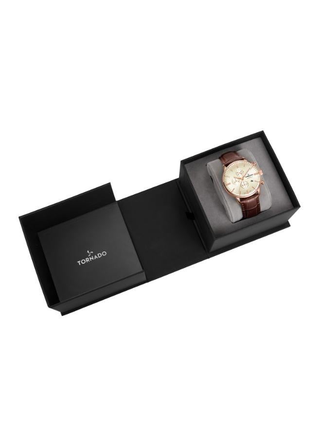 Tornado CELESTIA ELITE T6102-RLDI Men's Chronograph Display Watch & Leather Strap Brown