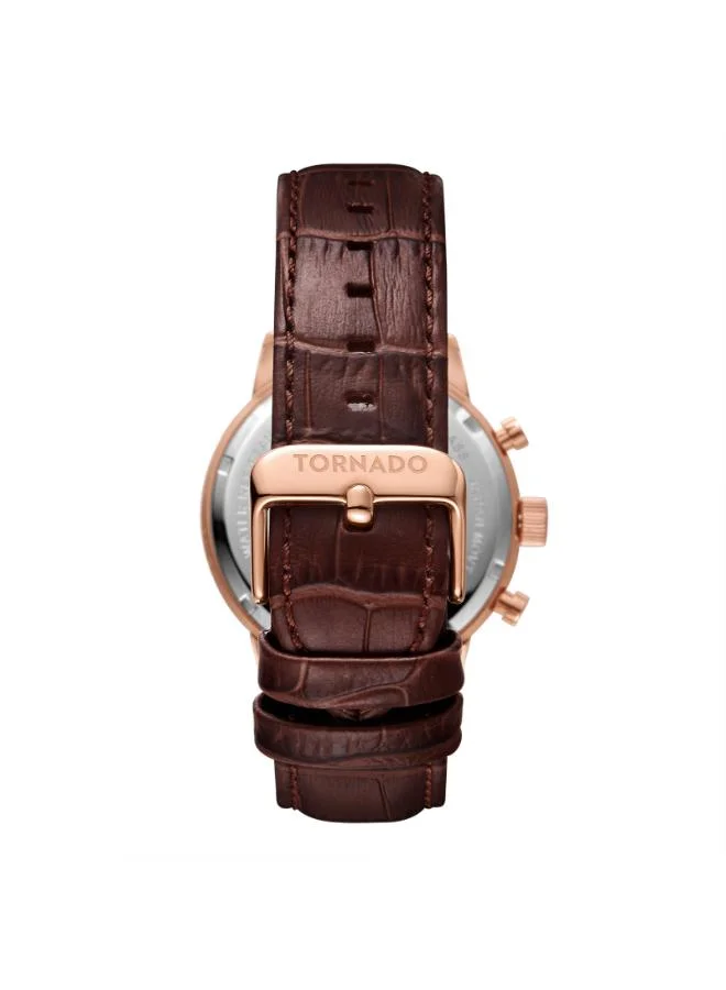 TORNADO Tornado CELESTIA ELITE T6102-RLDI Men's Chronograph Display Watch & Leather Strap Brown