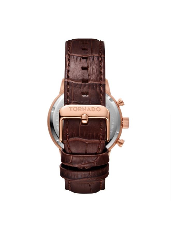 Tornado CELESTIA ELITE T6102-RLDI Men's Chronograph Display Watch & Leather Strap Brown
