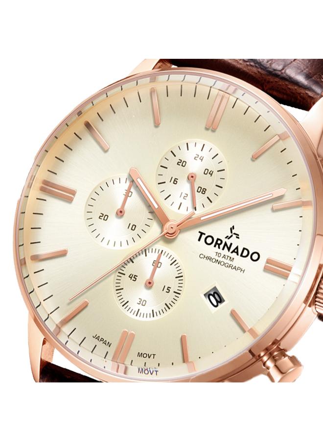 Tornado CELESTIA ELITE T6102-RLDI Men's Chronograph Display Watch & Leather Strap Brown