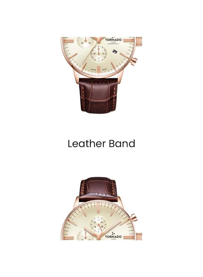 TORNADO Tornado CELESTIA ELITE T6102-RLDI Men's Chronograph Display Watch & Leather Strap Brown