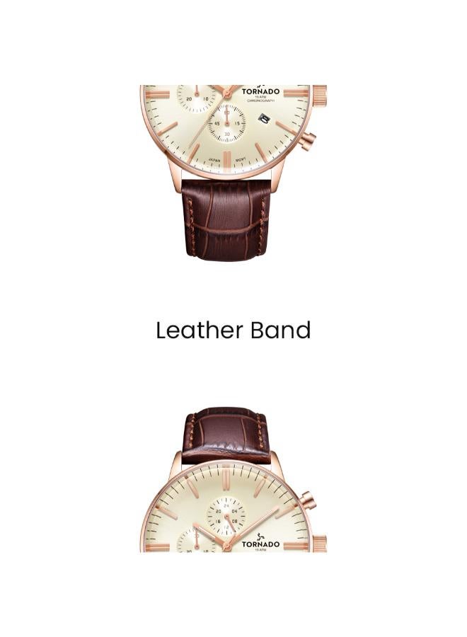 Tornado CELESTIA ELITE T6102-RLDI Men's Chronograph Display Watch & Leather Strap Brown