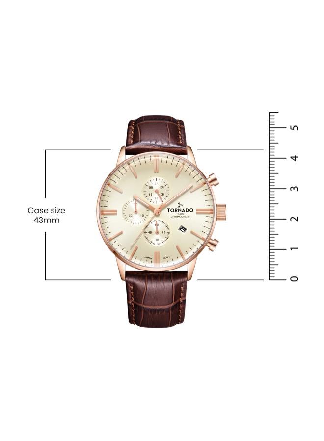 Tornado CELESTIA ELITE T6102-RLDI Men's Chronograph Display Watch & Leather Strap Brown