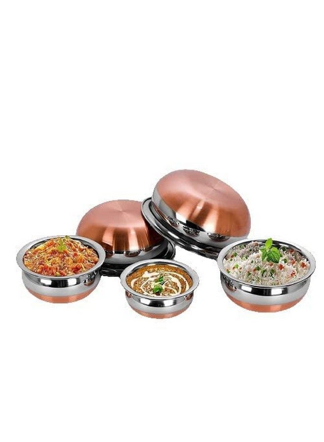 KC Stainless Steel Copper Bottom Kitchen Serving, Cooking Bowl | Handi Set 5-Pieces | Biryani Handi - Image 2