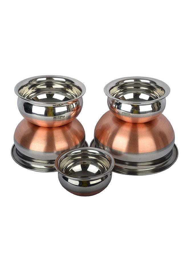 KC Stainless Steel Copper Bottom Kitchen Serving, Cooking Bowl | Handi Set 5-Pieces | Biryani Handi - Image 5