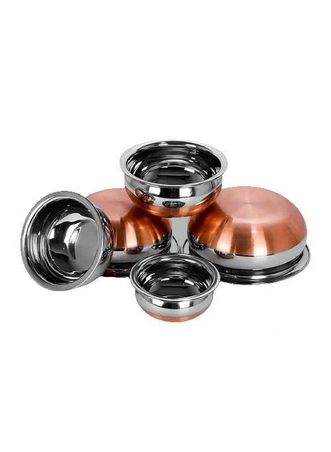 KC Stainless Steel Copper Bottom Kitchen Serving, Cooking Bowl | Handi Set 5-Pieces | Biryani Handi - Image 3