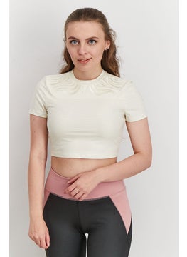 PUMA Women Sportswear Fit Embroidered Crop Top, Off White  - Image 1