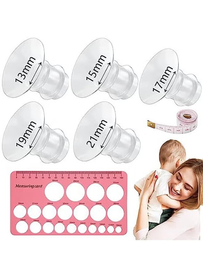 5 Pcs Silicone Flange Inserts 13/15/17/19/21mm, for Momcozy, Medela, Willow S9/S10/S12 Wearable Hand Free Breast Pump Flange Insert, Reduce 24mm Shield/Flange Nipple Tunnel Down to Correct Size - Image 1