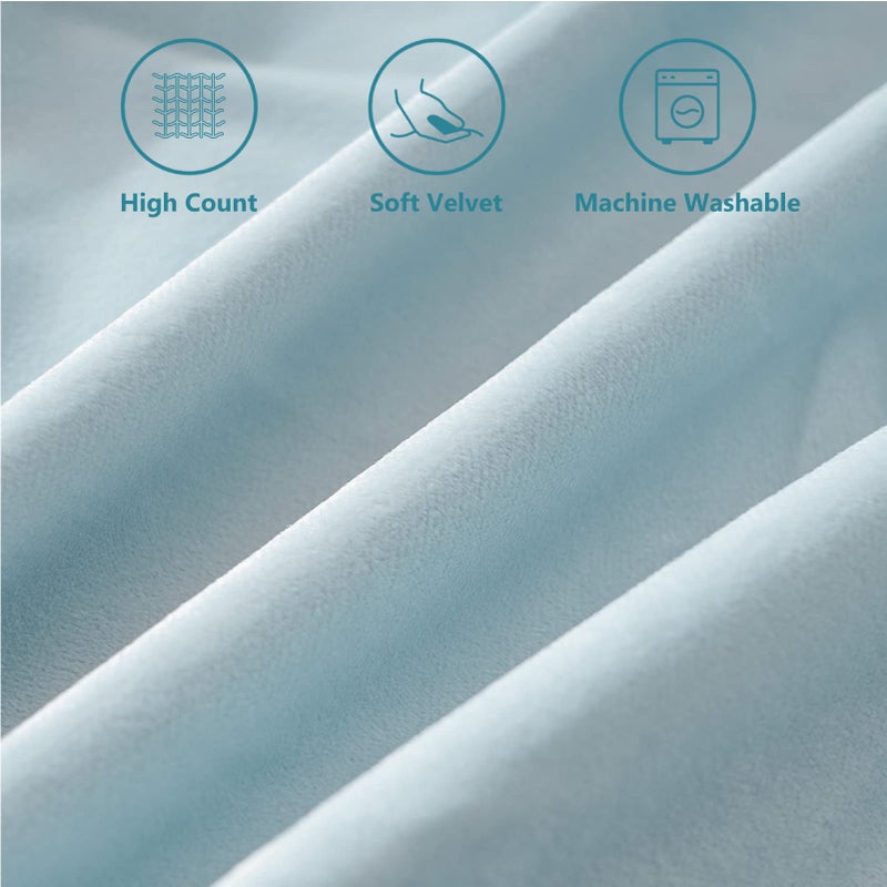Topfinel Top Finel Decorative Throw Pillow Covers 16x16 Set of 2  Baby Blue Pillow Cover with Pom Poms for Couch Bed Sofa  Square Pillows Soft Velvet Pillow Cases for Bedroom Livingroom Boho Home Decor - Image 2