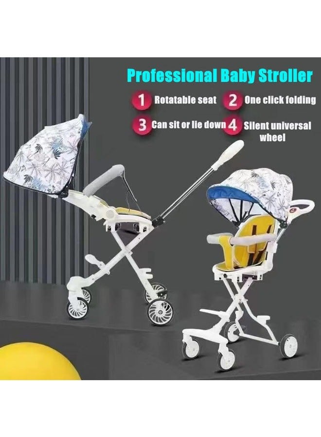 عربست عربة أطفال احترافية قابلة للطي 4 عجلات عربة أطفال مريحة قابلة للتعديل من 1 إلى 6 سنوات ، عربة أطفال محمولة قابلة للطي خفيفة الوزن عربة أطفال مدمجة للسفر بالطائرة (النوع A-أبيض) - Image 3