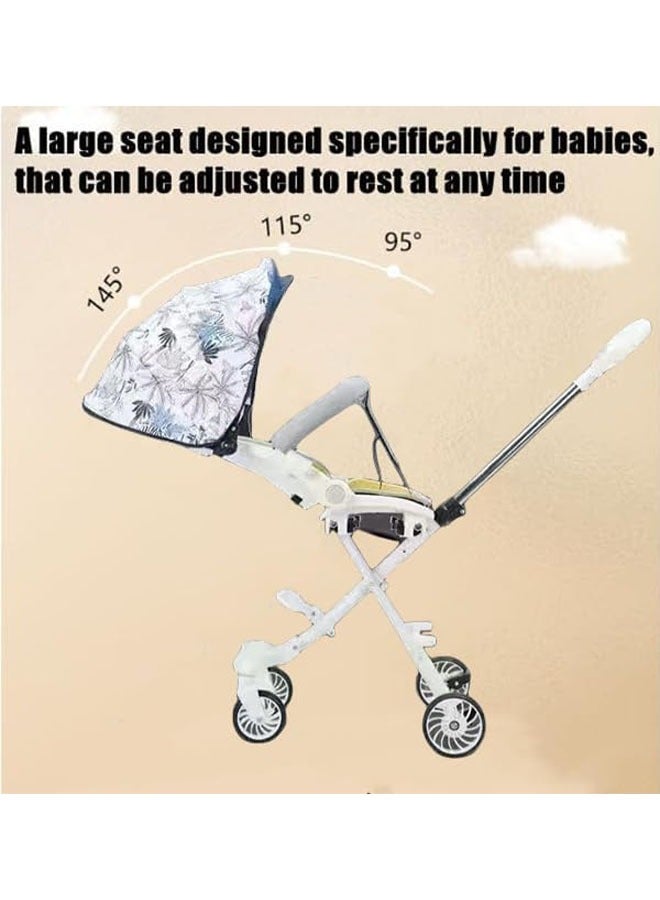 عربست عربة أطفال احترافية قابلة للطي 4 عجلات عربة أطفال مريحة قابلة للتعديل من 1 إلى 6 سنوات ، عربة أطفال محمولة قابلة للطي خفيفة الوزن عربة أطفال مدمجة للسفر بالطائرة (النوع A-أبيض) - Image 5