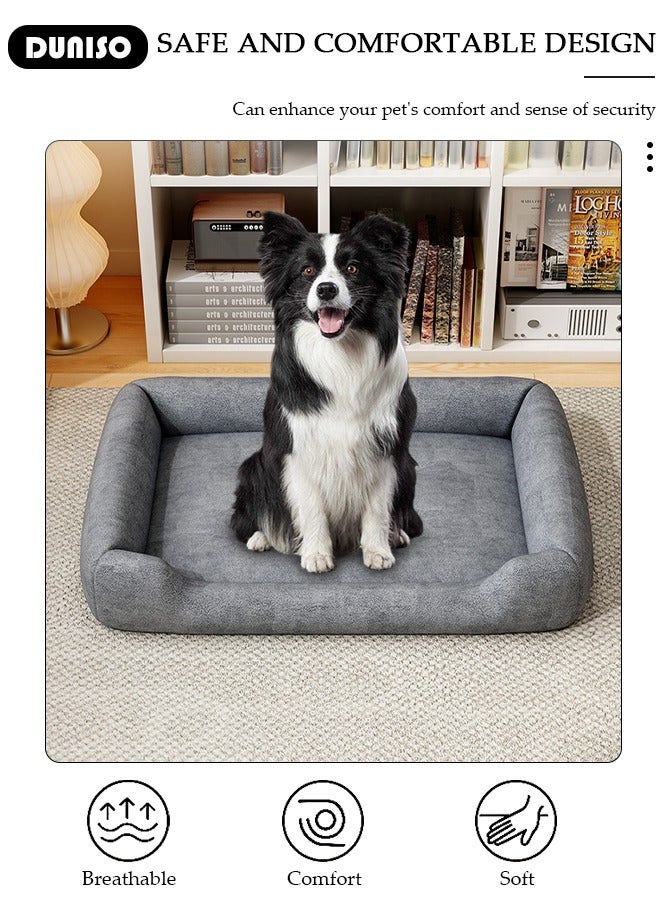 DUNISO Dog Bed, Non-Slip Pet Sofa Lounger Puppy Couch Removable Machine Washable Cover Cushion Big Cat Kennel Cot, Medium Large Adult Dogs Kitten Sleeping Mattress - Image 3
