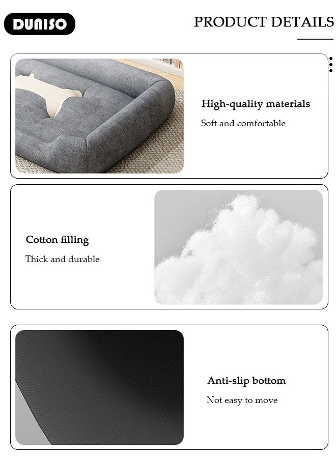 DUNISO Dog Bed, Non-Slip Pet Sofa Lounger Puppy Couch Removable Machine Washable Cover Cushion Big Cat Kennel Cot, Medium Large Adult Dogs Kitten Sleeping Mattress - Image 2
