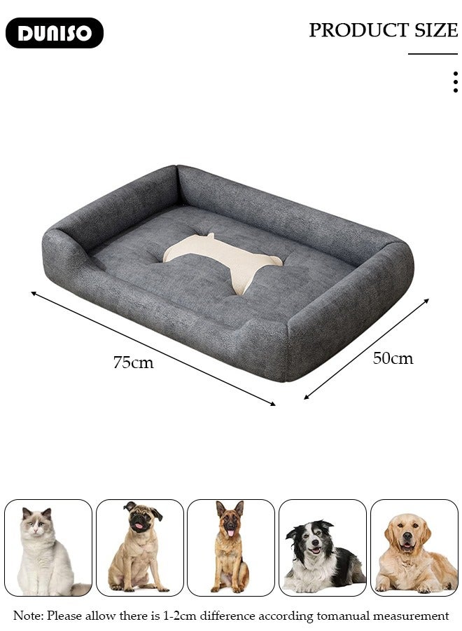 DUNISO Dog Bed, Non-Slip Pet Sofa Lounger Puppy Couch Removable Machine Washable Cover Cushion Big Cat Kennel Cot, Medium Large Adult Dogs Kitten Sleeping Mattress - Image 4