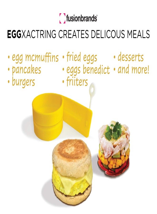فيوجن براندز حلقة بيض سيليكون قابلة للتعديل من فيوجن براندز EggXactRing، وحلقة طعام للخبز والتشكيل والتقديم، لون أصفر - Image 3