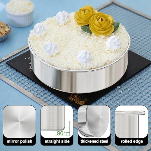 AWTBDP 8 Inch Round Cake Pans Set of 2, Nonstick Stainless Steel Baking Pans Set with 100PCS Parchment Papers, Durable Birthday Christmas Circle Layer Cake Pans, Cake Pans Sets for Baking, Dishwasher Safe - Image 3