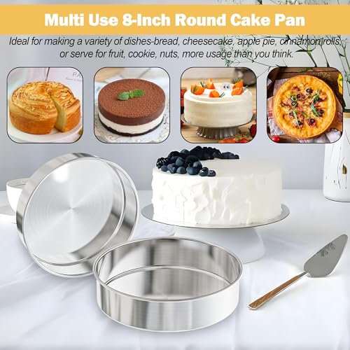 AWTBDP 8 Inch Round Cake Pans Set of 2, Nonstick Stainless Steel Baking Pans Set with 100PCS Parchment Papers, Durable Birthday Christmas Circle Layer Cake Pans, Cake Pans Sets for Baking, Dishwasher Safe - Image 5