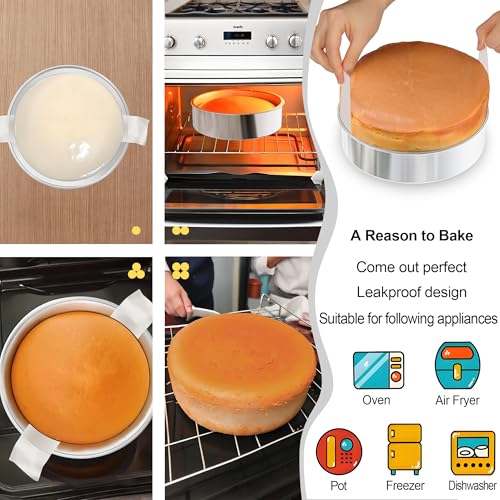 AWTBDP 8 Inch Round Cake Pans Set of 2, Nonstick Stainless Steel Baking Pans Set with 100PCS Parchment Papers, Durable Birthday Christmas Circle Layer Cake Pans, Cake Pans Sets for Baking, Dishwasher Safe - Image 4