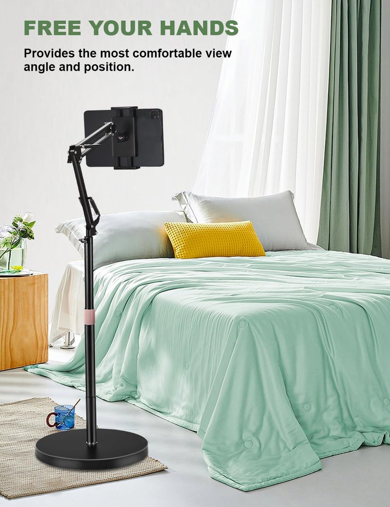 Awlbstruse Tablet Floor Stand, Overhead Bed Phone Stand with 8.8 lb Super Stable Base & Angle/Height Adjustable, Compatible with 4.5''-13'' iPhone, iPad Pro 12.9, Galaxy Tab, Kindle, Phones - Image 2