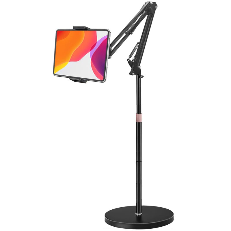 Awlbstruse Tablet Floor Stand, Overhead Bed Phone Stand with 8.8 lb Super Stable Base & Angle/Height Adjustable, Compatible with 4.5''-13'' iPhone, iPad Pro 12.9, Galaxy Tab, Kindle, Phones - Image 1