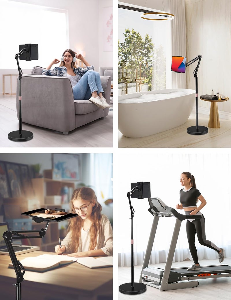 Awlbstruse Tablet Floor Stand, Overhead Bed Phone Stand with 8.8 lb Super Stable Base & Angle/Height Adjustable, Compatible with 4.5''-13'' iPhone, iPad Pro 12.9, Galaxy Tab, Kindle, Phones - Image 5