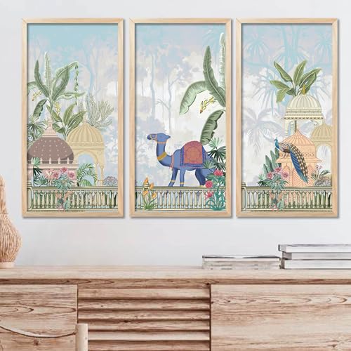 walllane Painting for wall Hanging |Traditional Indian Art Pichwai Wall Décor Paintings | Traditional Indian Art Pichwai Wall Décor Paintings Set of 3 (10x19 inch, I) - Image 1