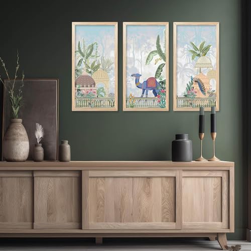 walllane Painting for wall Hanging |Traditional Indian Art Pichwai Wall Décor Paintings | Traditional Indian Art Pichwai Wall Décor Paintings Set of 3 (10x19 inch, I) - Image 5