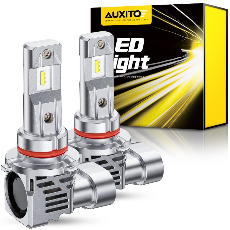 AUXITO 9012 LED Bulb, 800% Brighter Ultra-Bright, 6500K White, Mini Size Wireless Plug and Play Automotive Lighting, Pack of 2 - Image 1