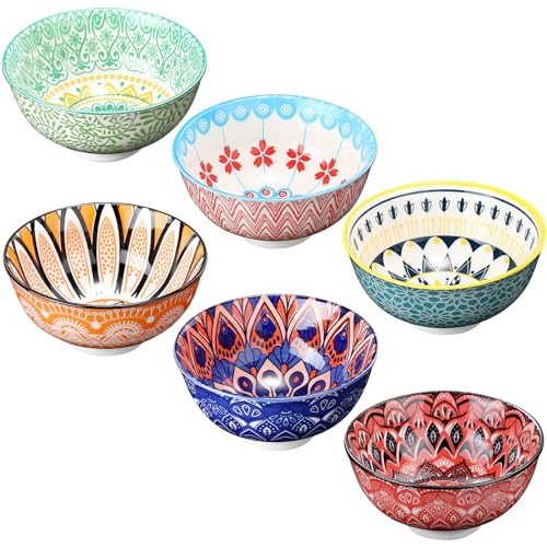 FillTouch 6 Pack 24 oz Ceramic Bowl Set Ceramic Dessert Bowls for Kitchen Serving Dishes Soup Salad Pasta Ramen Cereal - Image 2