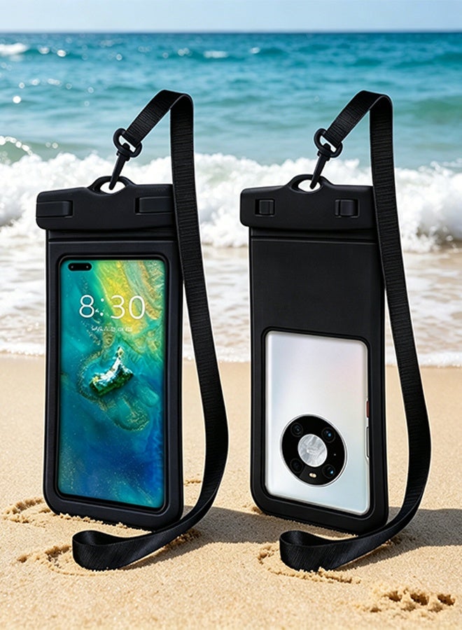 IPX8-Certified Waterproof & Sealed Phone Case with Lanyard - Transparent Touch Screen Dry Bag, Waterproof Phone Pouch for Diving, Swimming, Beach & Water Activities, Compatible with 7.2-Inch and Below Phones (2 PCS)