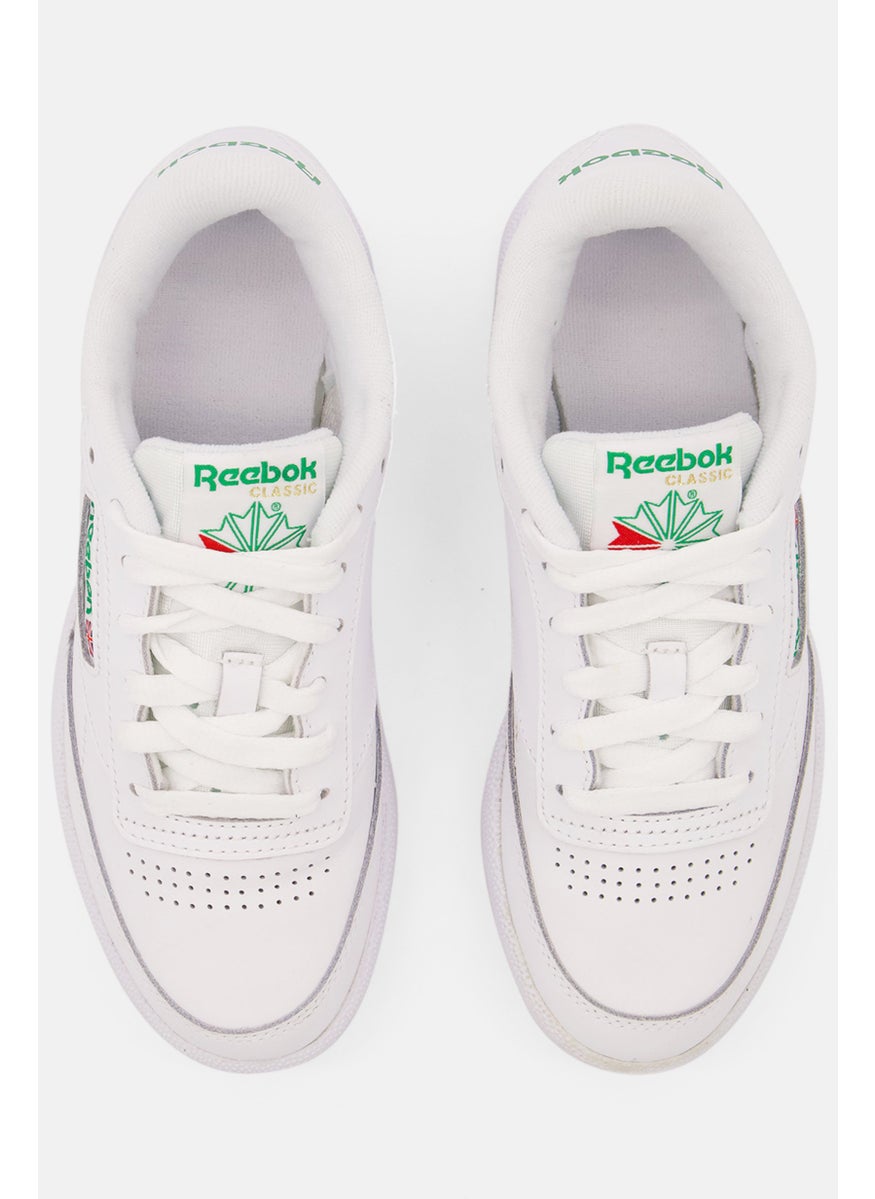Reebok Kids Boy Club C 85 Lace Up Tennis Shoes, White  - Image 2