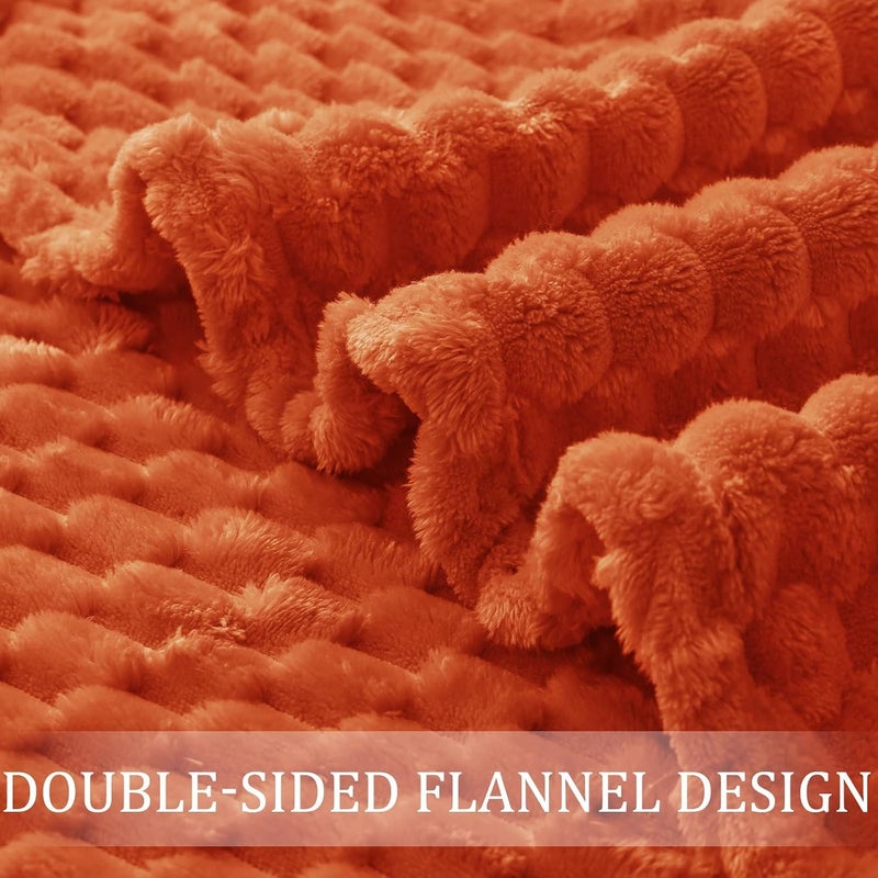 Extra Large Soft Fleece Throw Blanket, 50x70 Inches Stylish Jacquard Throw Blanket for Couch, Fuzzy Cozy Lightweight for All Season, Burnt Orange | Extra Soft Fuzzy Plush Lightweight Throws, Cozy Fluffy Decorative Blankets for All Seasons, 50x70 Inches - Image 5