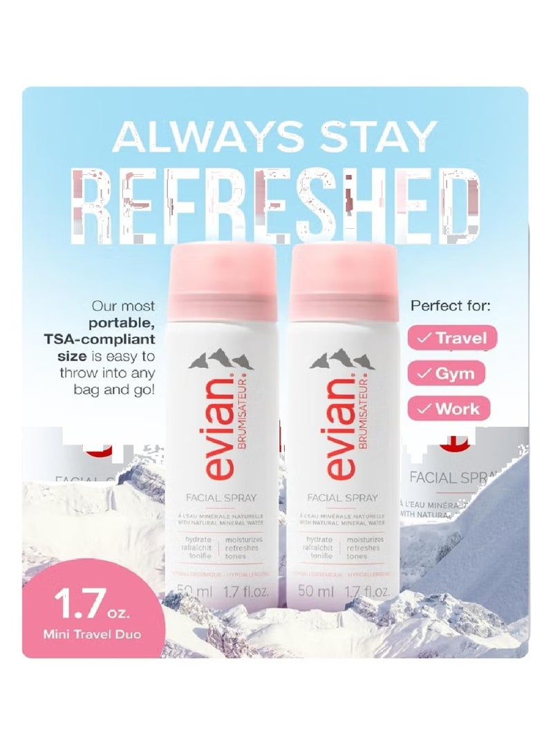 Evian Facial Spray Travel Duo 1.7 Fl Oz (Pack of 3) - Image 2
