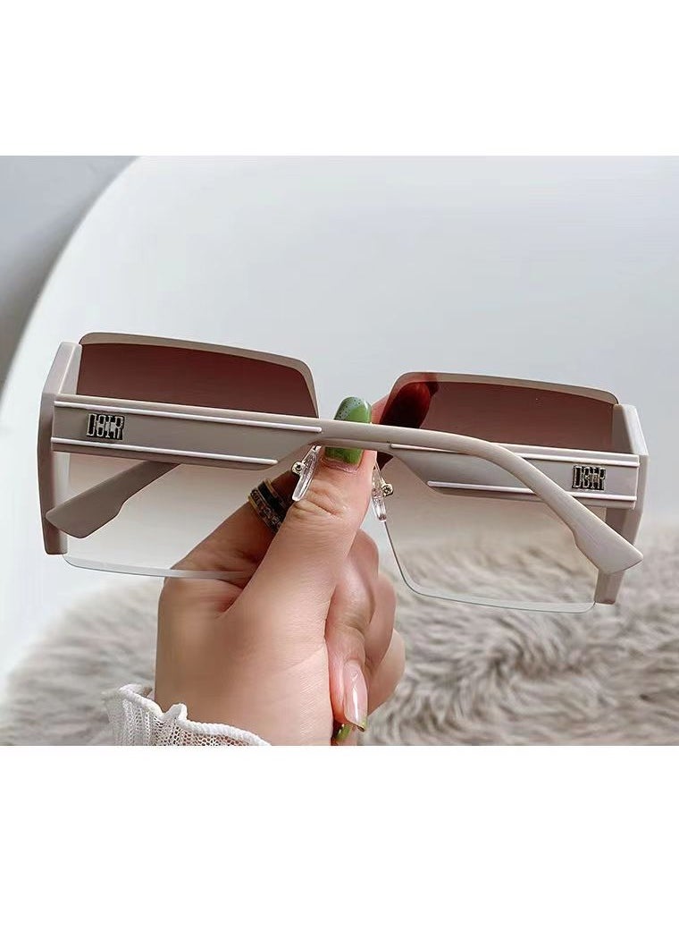 General Women's sunglasses classic retro frameless colored flash frame big face slim fashion glasses  - Image 2