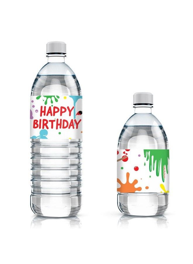 DISTINCTIVS Art Birthday Party Water Bottle Labels Paint And Party 24 Stickers  - Image 2