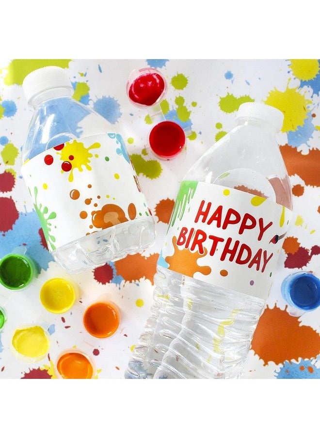 DISTINCTIVS Art Birthday Party Water Bottle Labels Paint And Party 24 Stickers  - Image 3