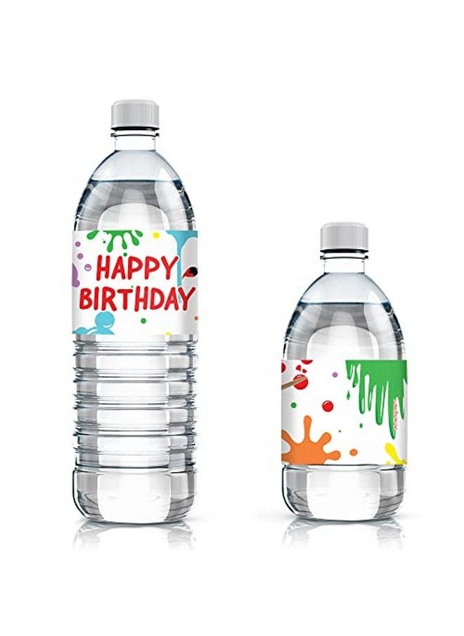 DISTINCTIVS Art Birthday Party Water Bottle Labels Paint And Party 24 Stickers  - Image 1
