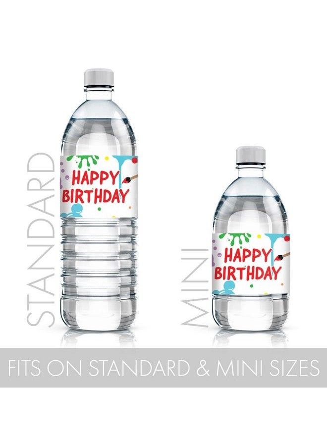 DISTINCTIVS Art Birthday Party Water Bottle Labels Paint And Party 24 Stickers  - Image 4