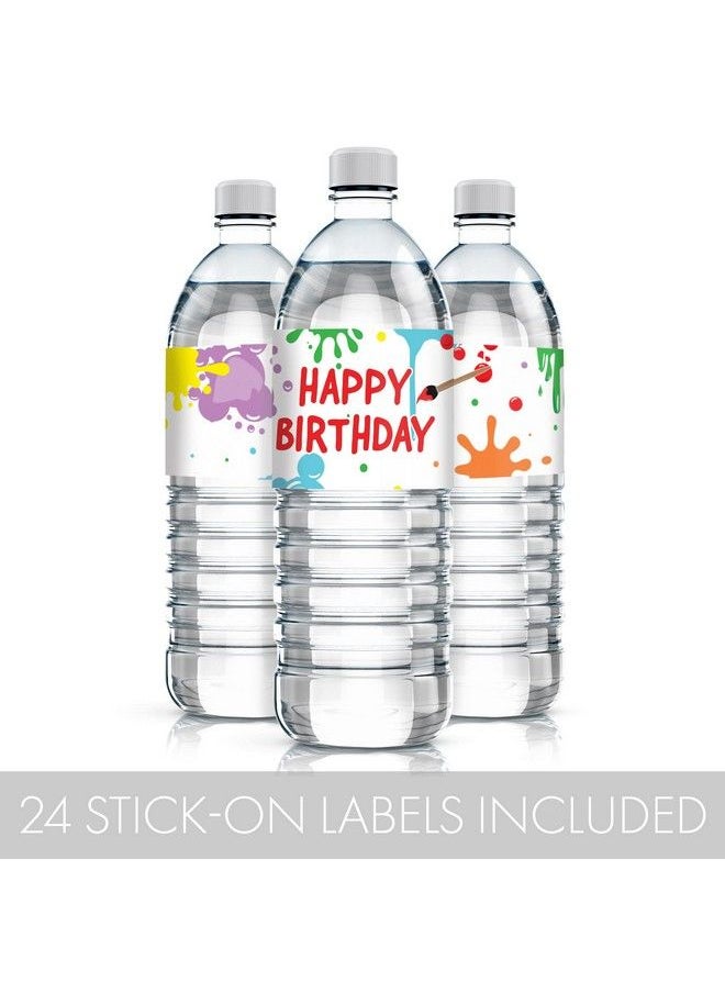 DISTINCTIVS Art Birthday Party Water Bottle Labels Paint And Party 24 Stickers  - Image 5