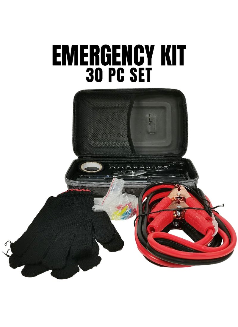 MTOOLS MTOOLS All in One 30-Piec Jumper Cable Car Emergency Tool Kit Roadside Assistance Set with Booster Cables and Essential Tools  - Image 1