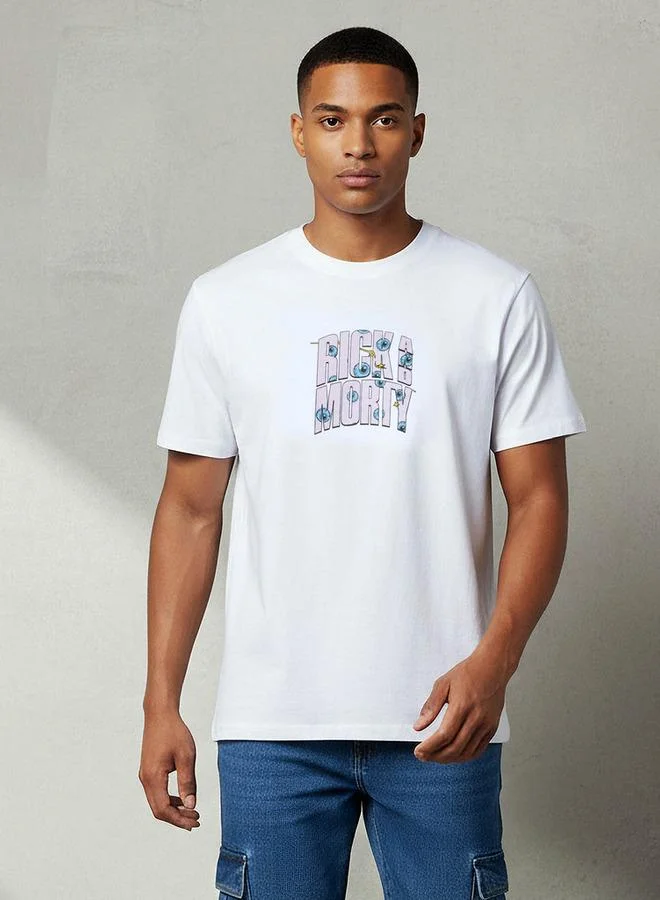 اس بي كاركترز Men Regular Fit Crew Neck Short Sleeves Rick and Morty Print T-shirt