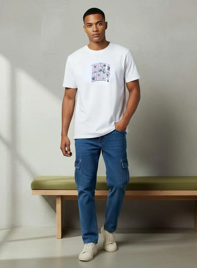 SP Characters Men Regular Fit Crew Neck Short Sleeves Rick and Morty Print T-shirt