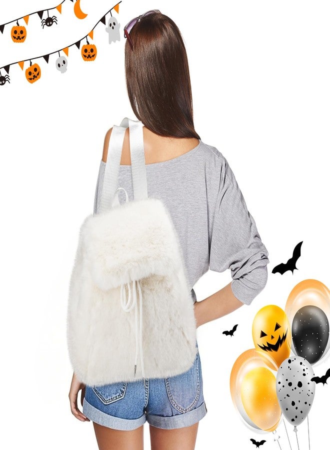 Abbylike White Fuzzy Backpack for Adults Fuzzy Furry Backpack with Adjustable Strap Plush Bag Clothing Accessories for Halloween Official Movie Costume - Image 4