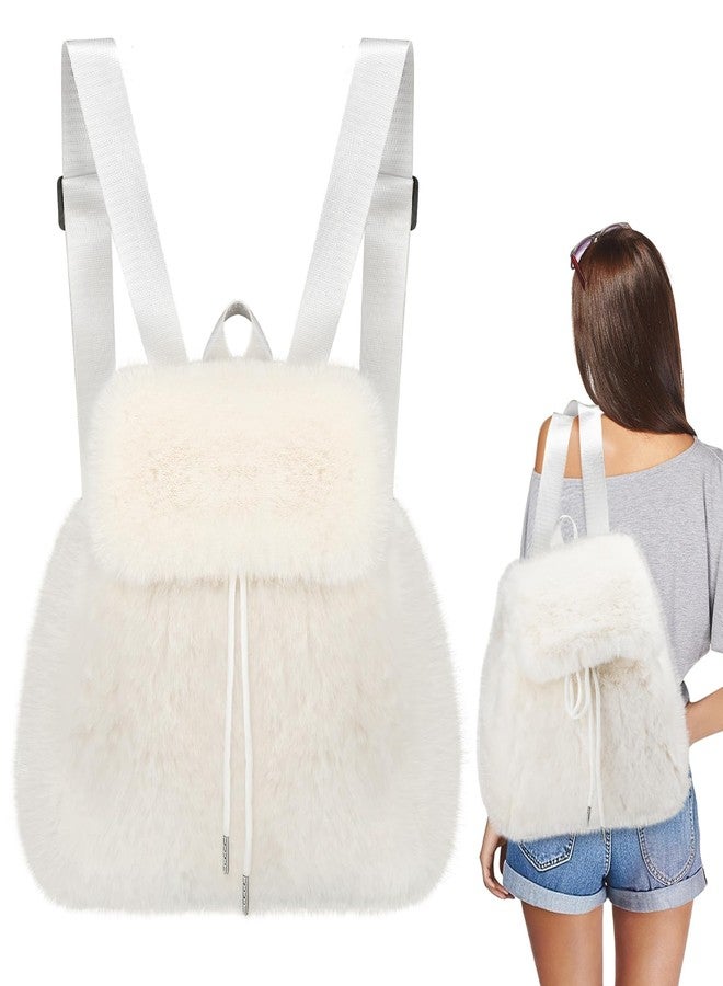 Abbylike White Fuzzy Backpack for Adults Fuzzy Furry Backpack with Adjustable Strap Plush Bag Clothing Accessories for Halloween Official Movie Costume - Image 1