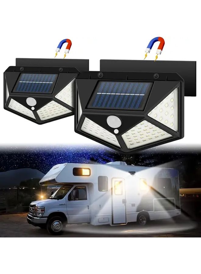 100 LEDs Magnetic Solar RV Light 2pcs for Outdoor Wall Stairway - Image 1