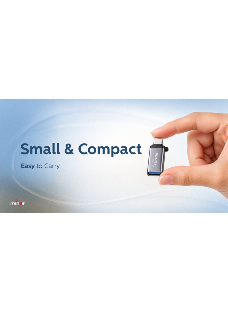 Trands USB-C to USB 3.0 OTG Adapter, High-Speed Data Transfer & Universal Compatibility, Zinc Alloy Metallic Build, Space Grey - CA645 - Image 3