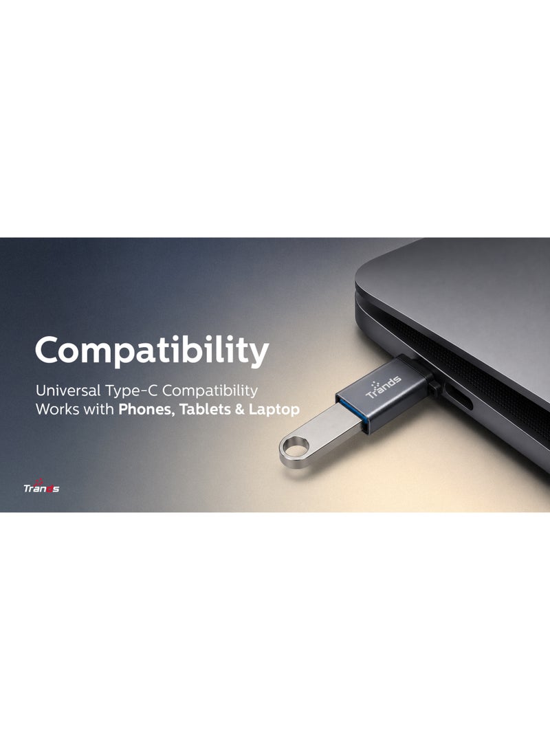 Trands USB-C to USB 3.0 OTG Adapter, High-Speed Data Transfer & Universal Compatibility, Zinc Alloy Metallic Build, Space Grey - CA645 - Image 2