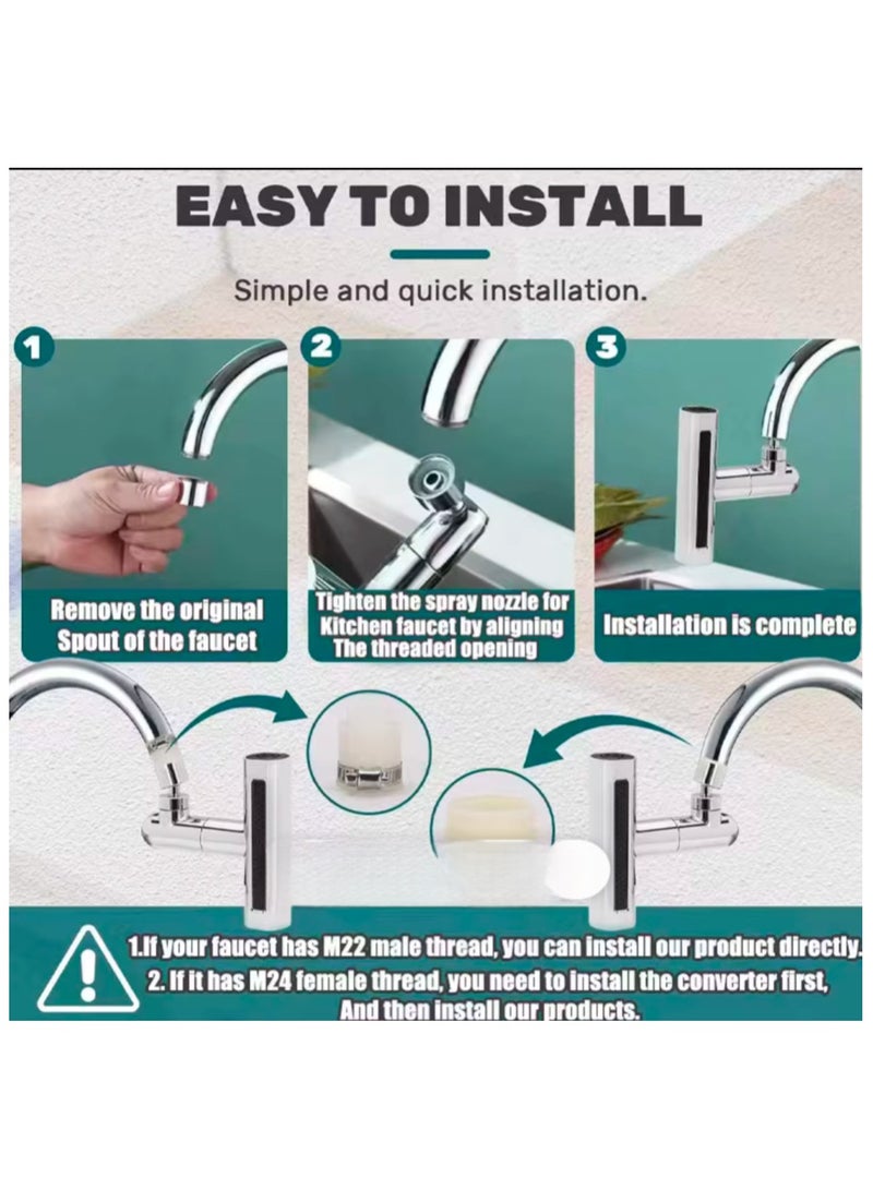 Waterfall Kitchen Faucet 4 In 1 360° Vintage Single Handle Kitchen Sink Faucet High Arc Kitchen Faucet Classic Style - Image 5