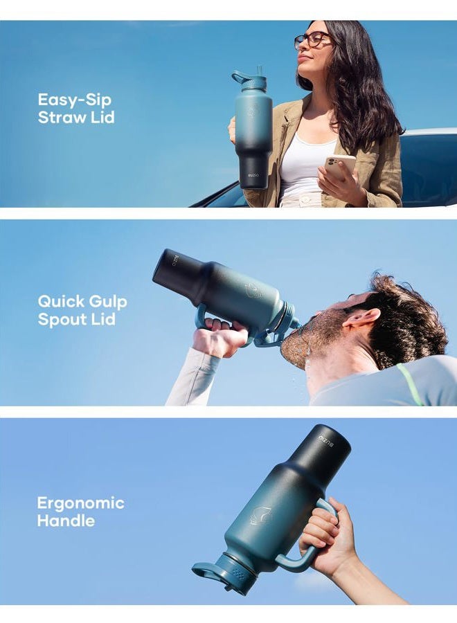 BUZIO 40 oz Tumbler with Handle and Straw, Stainless Steel Insulated Water Bottle Fits in Cup Holder with Straw & Spout Lid, Leak-Proof BPA-Free Travel Tumbler Keep Cold 48hrs &Hot 24hrs, Indigo Crush - Image 5